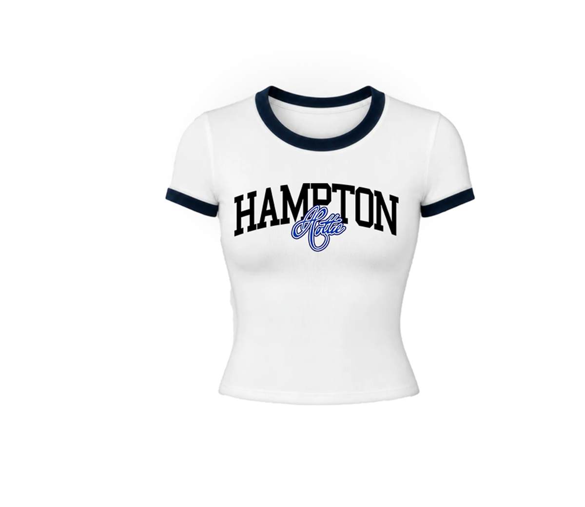 Multi Color Hampton Hottie Crop Top - Ready to Ship  *Read Description* (NAVY BLUE COLLAR)